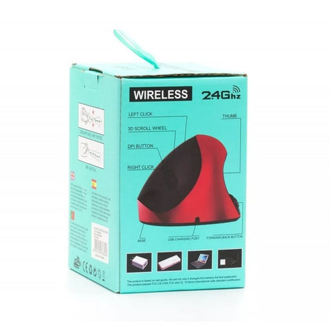 Wireless optical mouse vertical color rojo